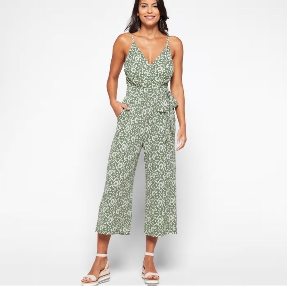 Kaileigh Green and White Floral Jumpsuit